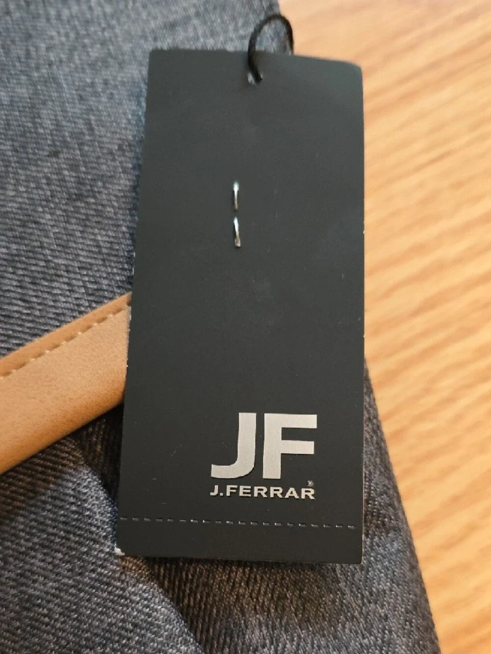 jf j.ferrar Gray Messenger Bag with Tan Accent